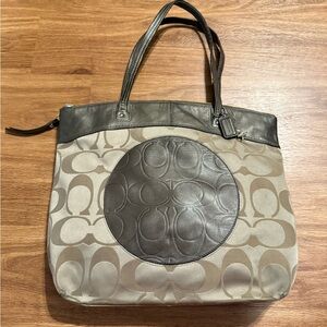 Coach Chic Gray and Tan Women's Tote Bag